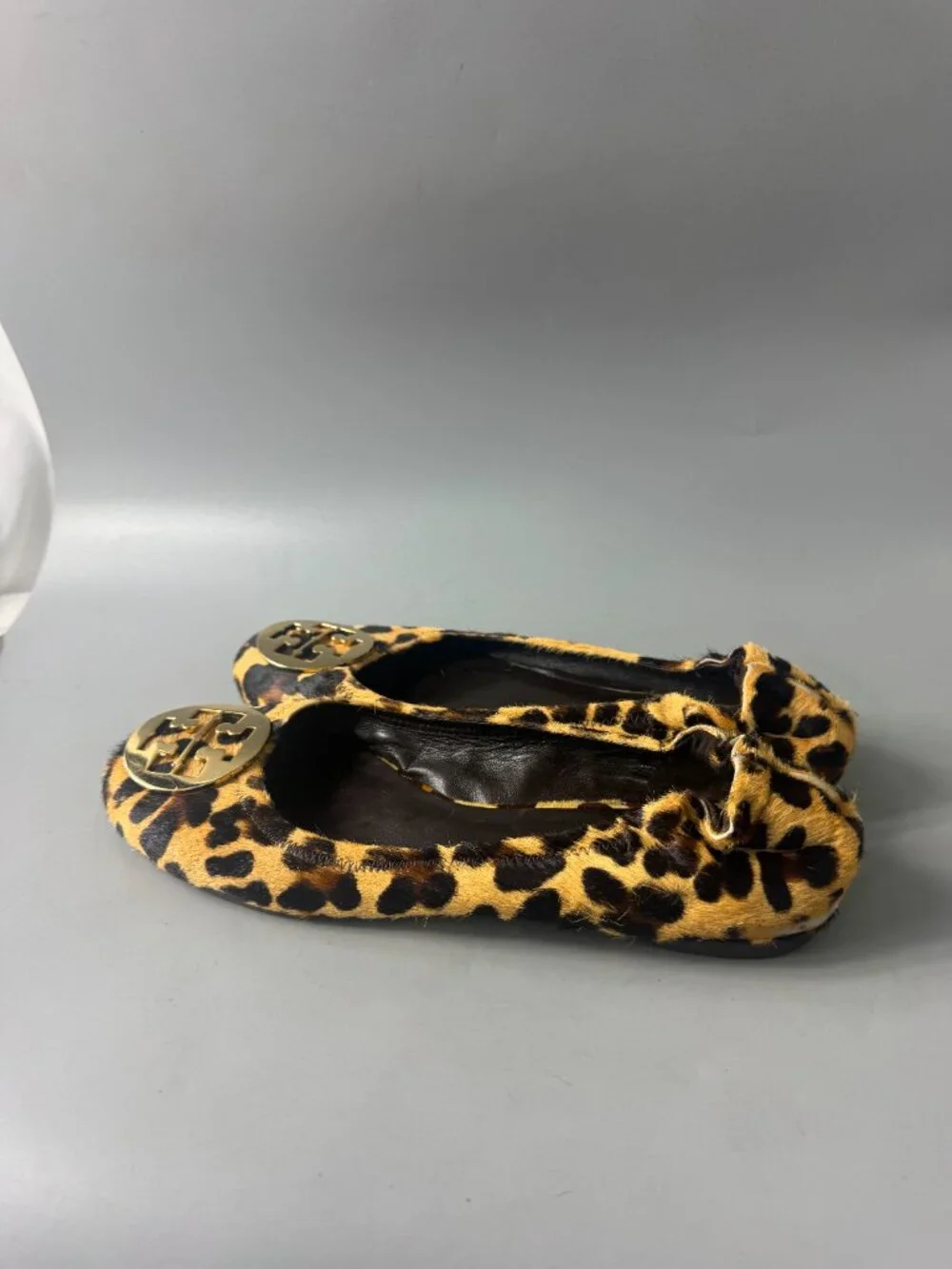 Tory Burch Reva Leopard Calf Hair Animal Print Ballet Flats, Size 9 1/2